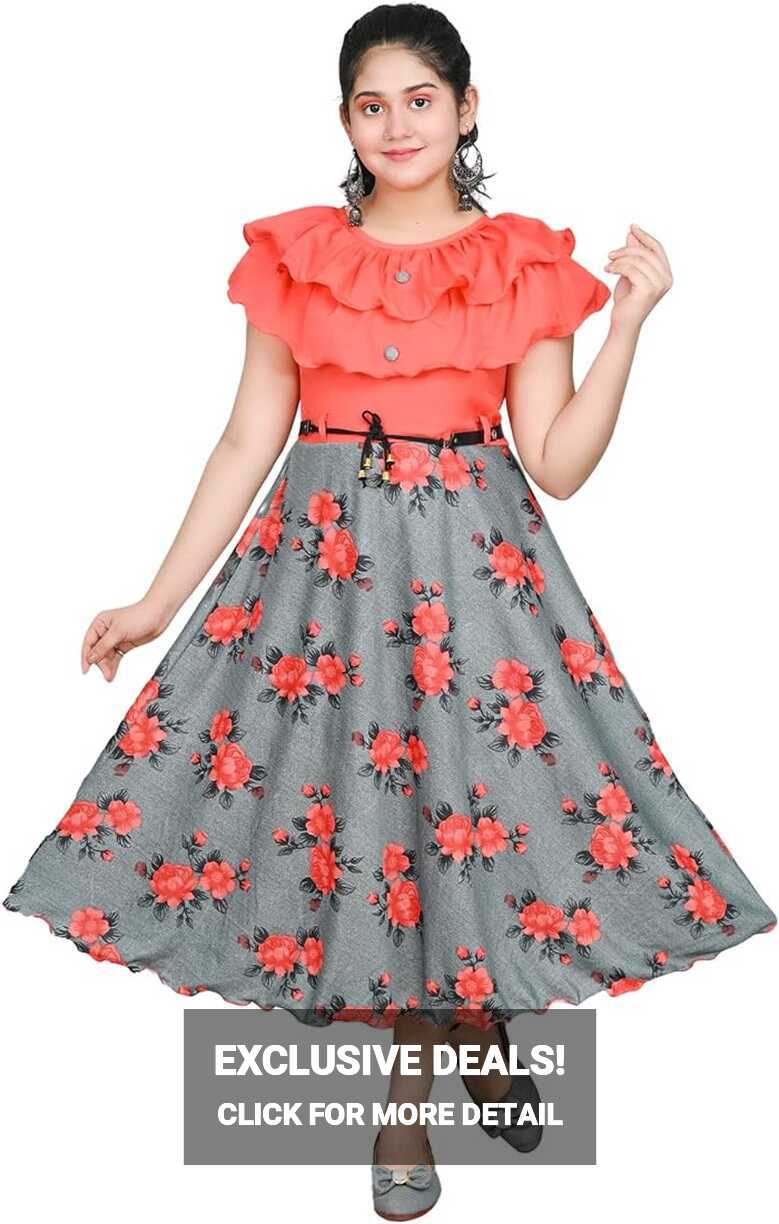 Buy SFC FASHIONS Girls Cotton Casual Knee Length Frock Dress ...