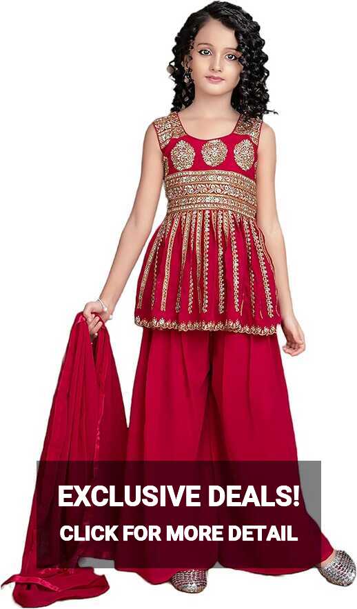 Buy SGF11 Girls Georgette Readymade Embroidery Sharara Suit for ...