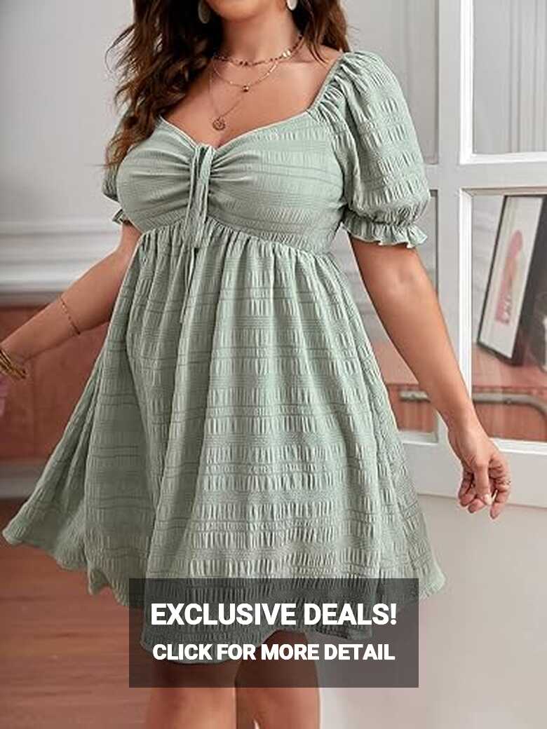 Buy SOLY HUX Womens Plus Size Summer Dresses Sweetheart Neck Puff ...