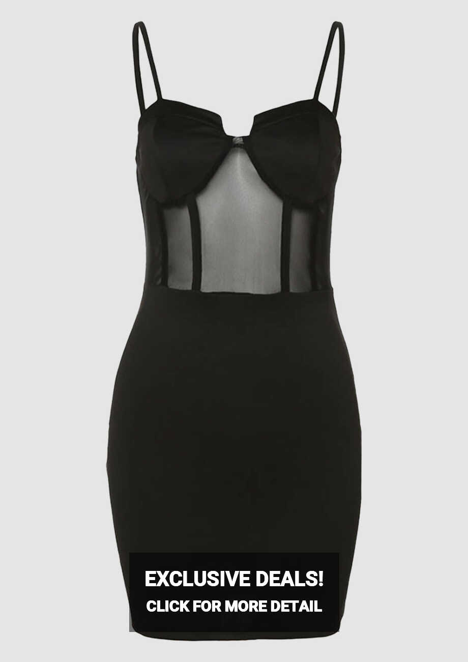 Buy SPAGHETTI STRAP ALL BLACK BODYCON SHORT DRESS for Women Online ...