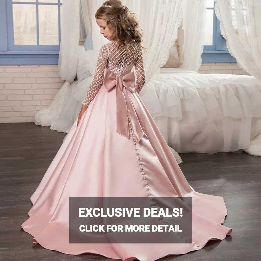 Buy Satin Princess Flower Girl Dress - Pink - Fabulous Bargains Galore