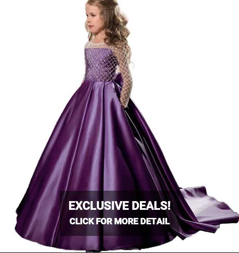 Buy Satin Princess Flower Girl Dress - Purple - Fabulous Bargains ...