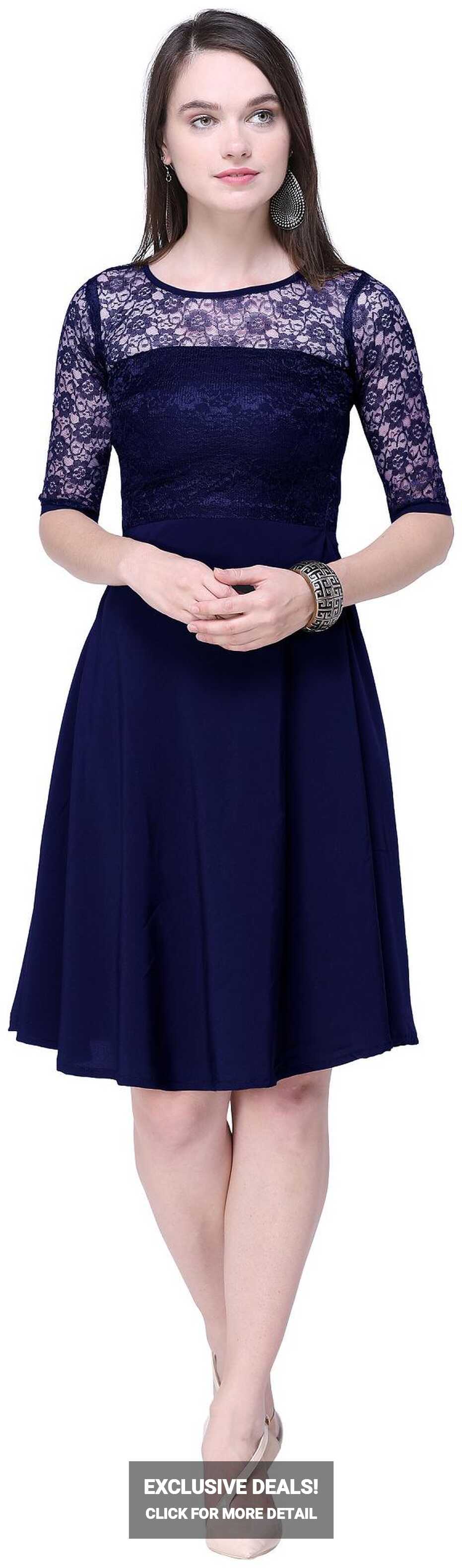 Buy Shivam Creation Blue Solid A-line dress Online at Low Prices ...