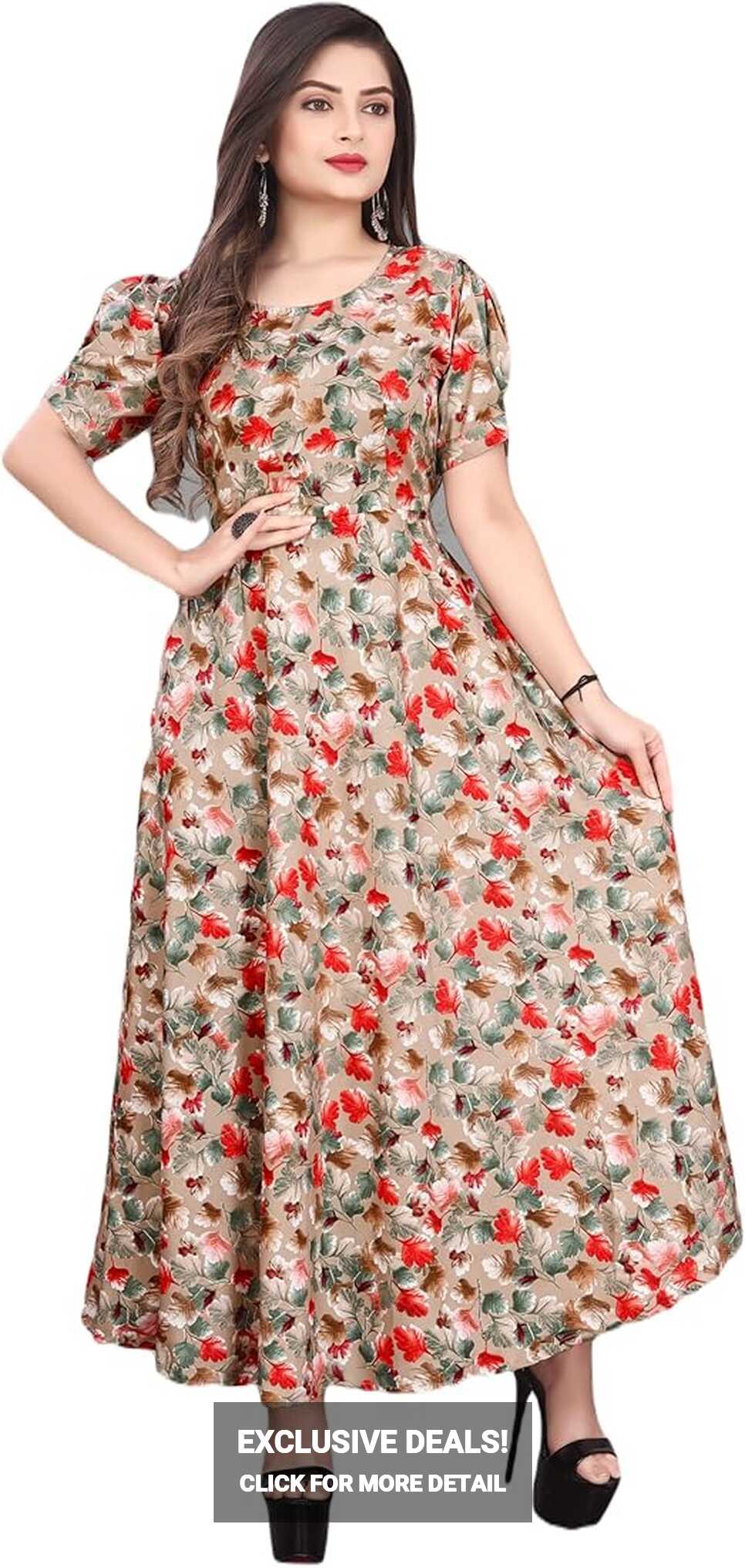 Buy Shrimann Women&#39;s Floral Crepe Light Weight A-Line Maxi Western ...