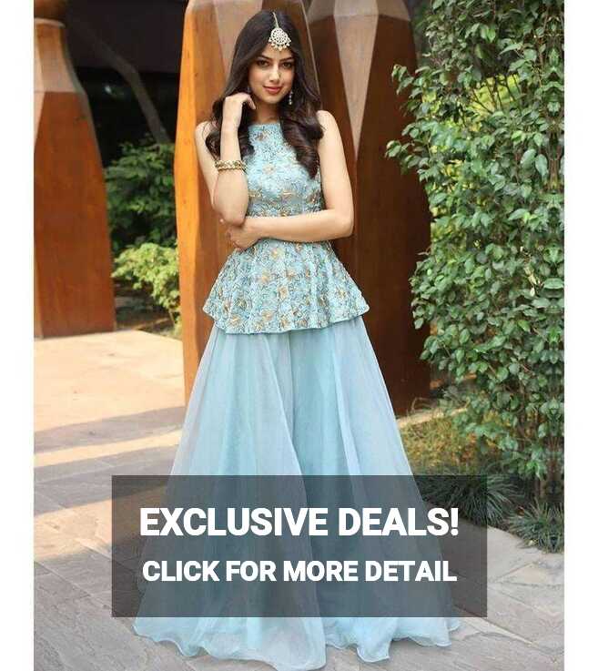 Buy Sky Blue Indian Designer Party Wear Gown Exclusive Evening ...