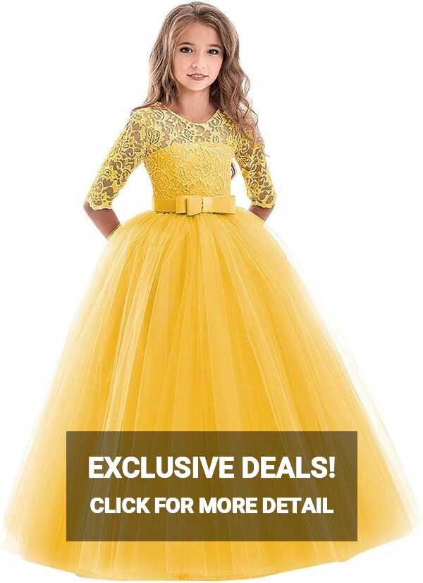 Buy THE DUBAI STUDIO Baby Girl&#39;s Yellow Floor Length Party Ball ...