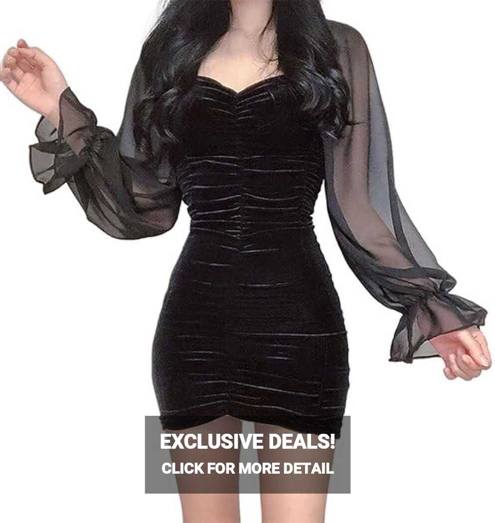 Buy Tandul Women&#39;s Dress Black Dress with Unique Design Above Knee ...