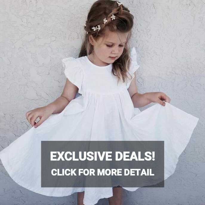 Buy Toddler Baby Girl Dress Summer Cotton Linen Ruffle Halter ...