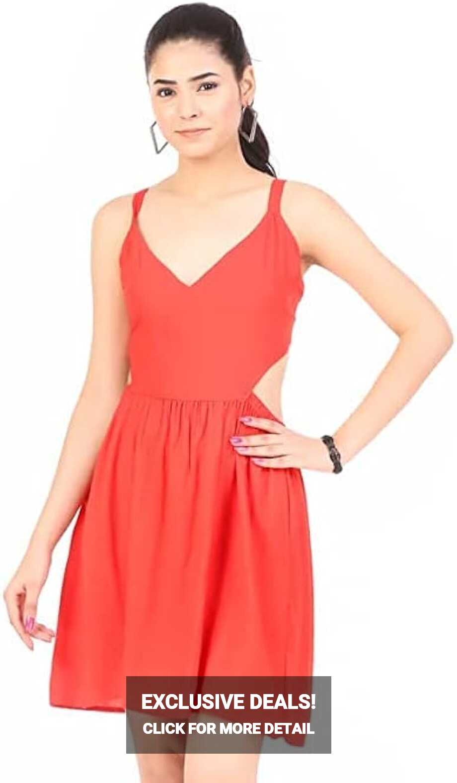 Buy Trymisfit Red Cotton Blend Casual Short Dress for Womens and ...