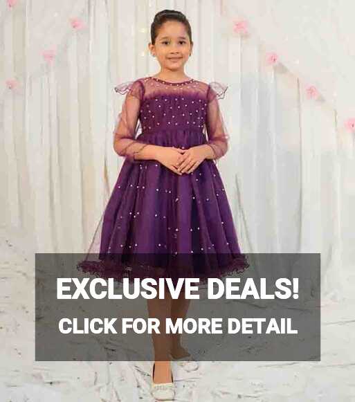 Buy Violet Princess Pearl Style Net frock girls Dress by Modest in ...