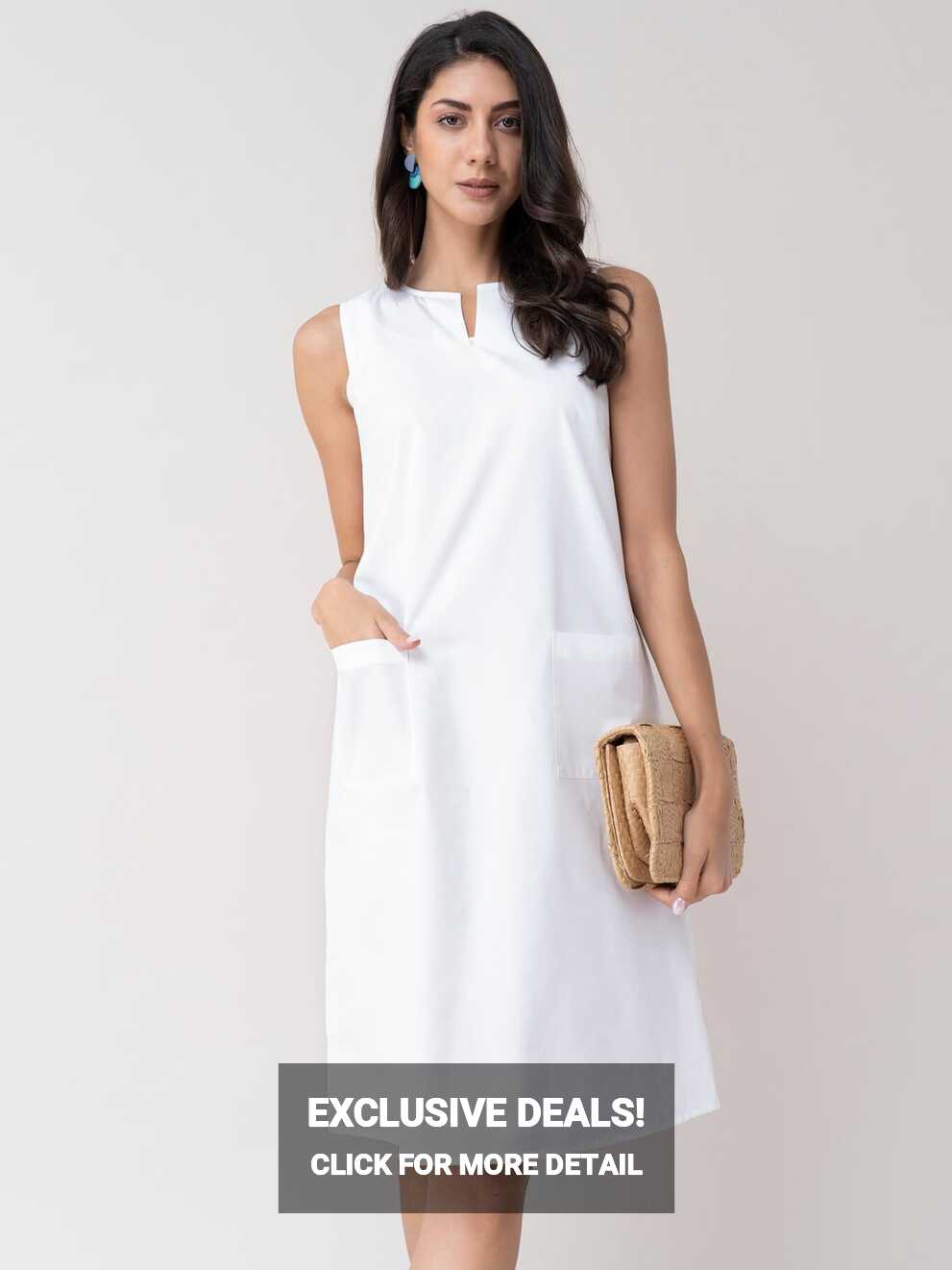 Buy White Cotton A Line Dress Online | FableStreet