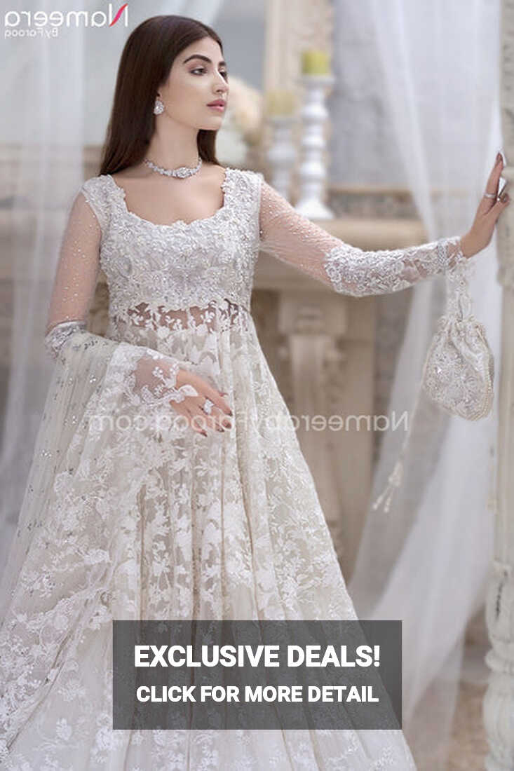 Buy White Lehenga for Walima with Long Maxi Online #BR163 ...