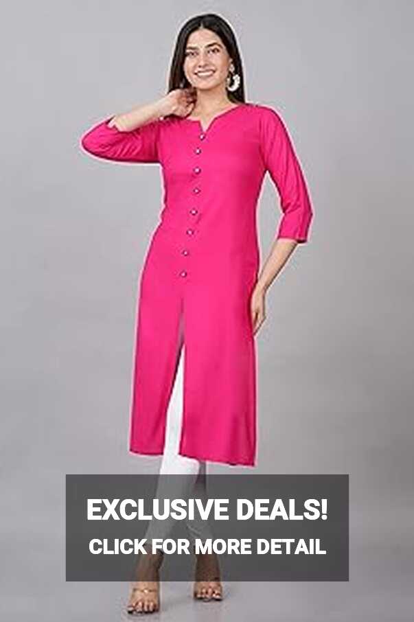 Buy Widget Women&#39;s Slim Fit Rayon Straight Kurta | Buttoned Design ...