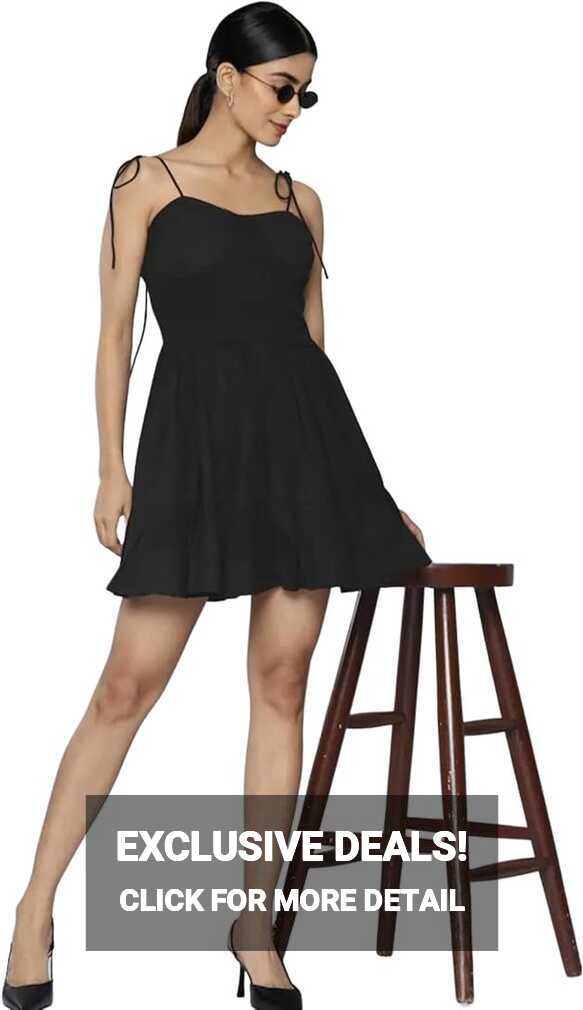 Buy Women&#39;s Cotton Black One Piece Dresses | Knee Length Dress ...