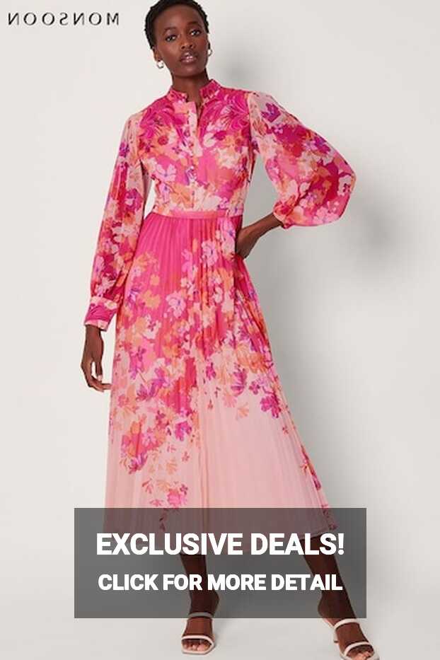 Buy Women&#39;s Pink Midi Long Sleeve Floral Dresses Online | Next UK