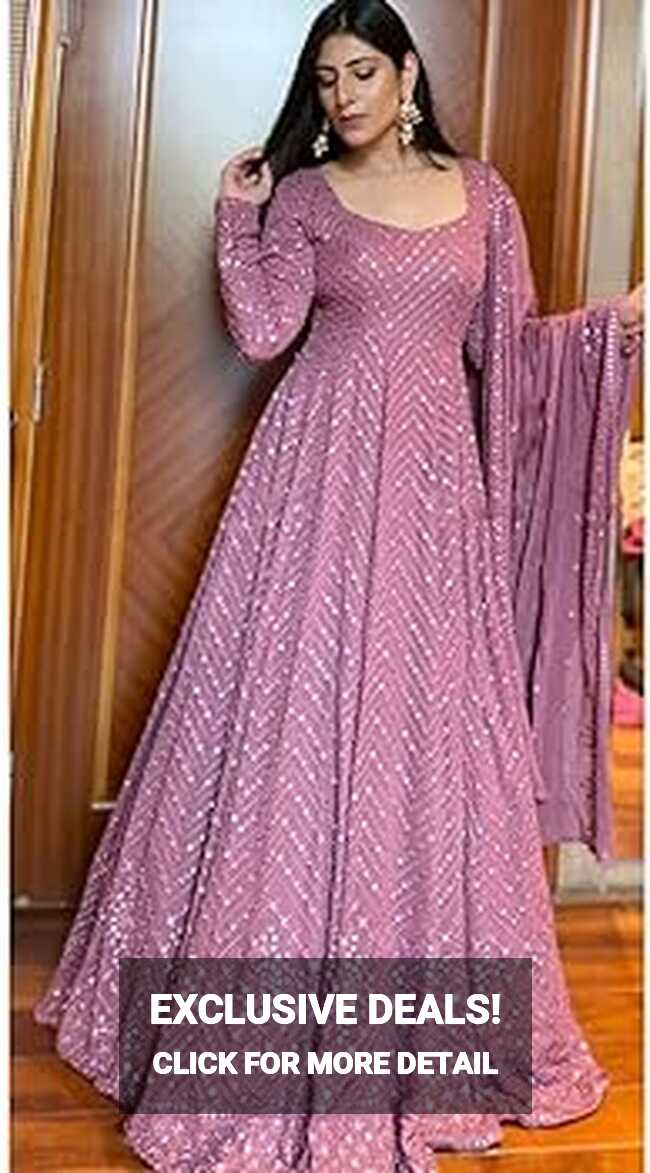 Buy Women&#39;s Purple Color Designer Georgette Gown with Dupatta Set ...