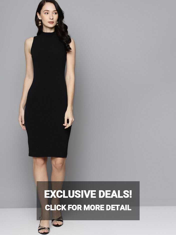 Buy Women Black High Neck Sleeveless Bodycon Online At Best Price ...