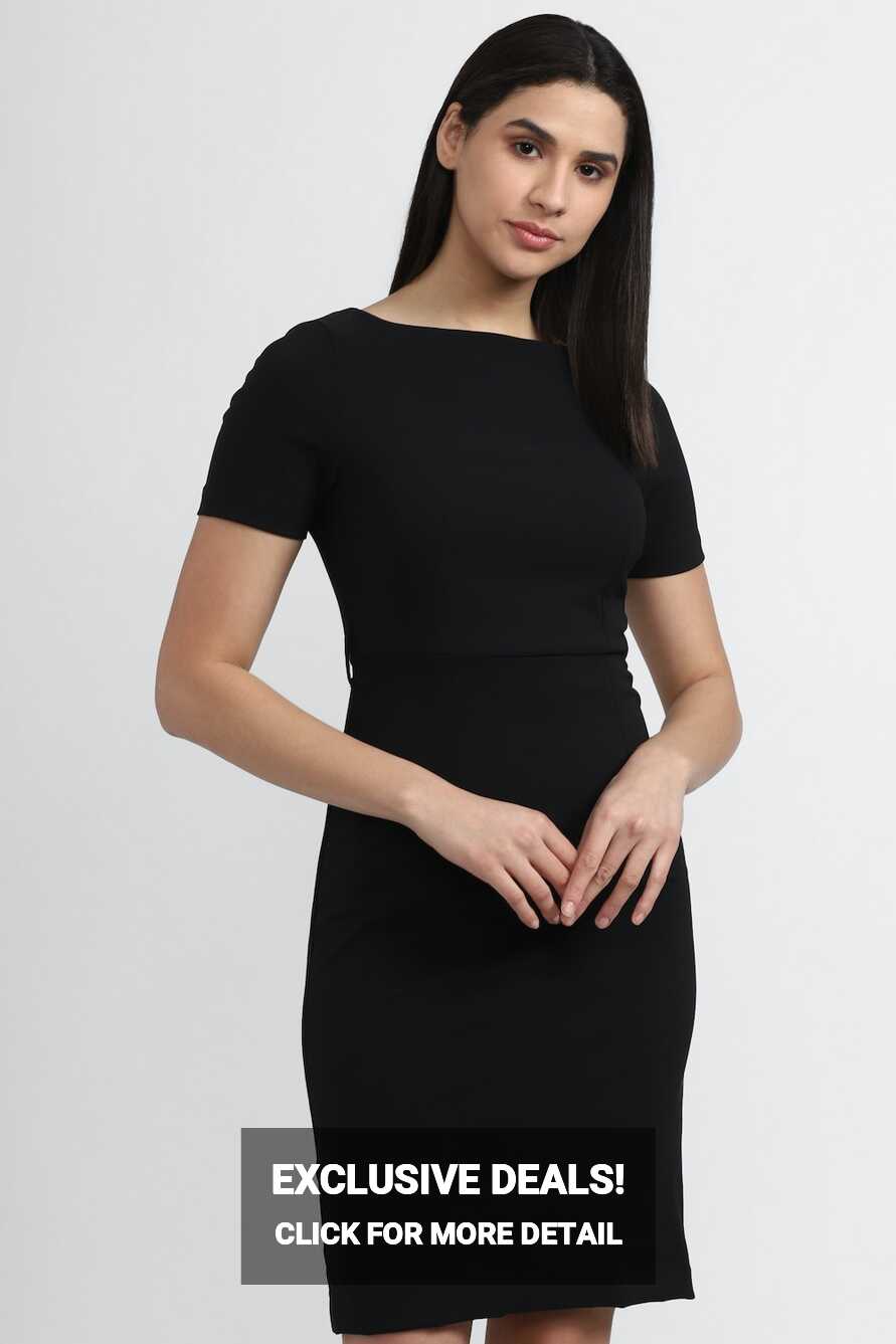 Buy Women Black Solid Knee Length Casual Dress Online - 815933 ...