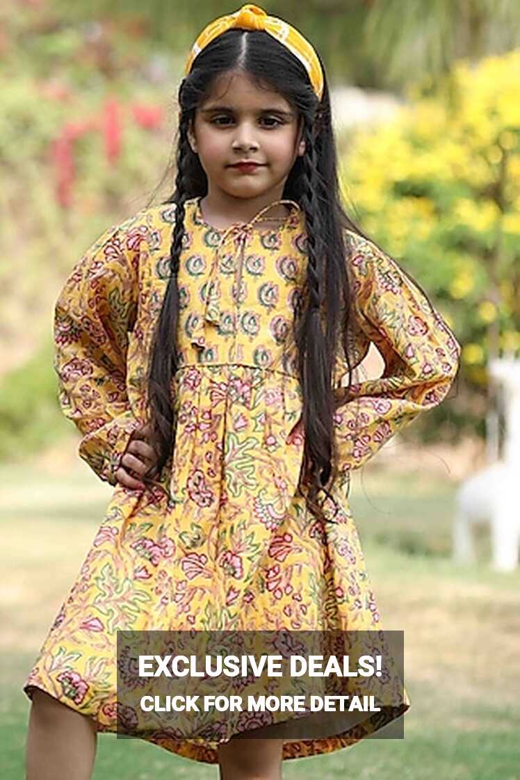 Buy Yellow Printed Mini Dress for 11-12 Year Girls Online from ...