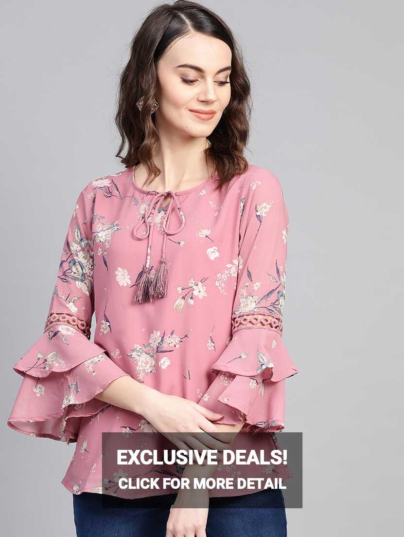 Buy online Bell Sleeved Floral Top from western wear for Women by ...