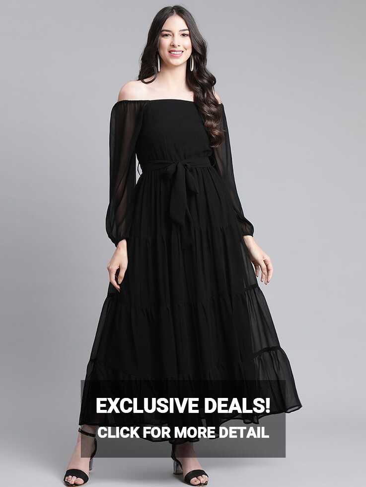 Buy online Women&#39;s Tiered Dress Solid Dress from western wear for ...