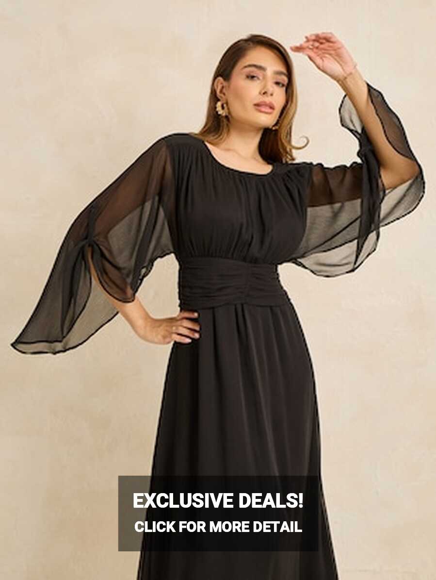 Buy online Women Solid Long Sleeves A-line Dress from western wear ...