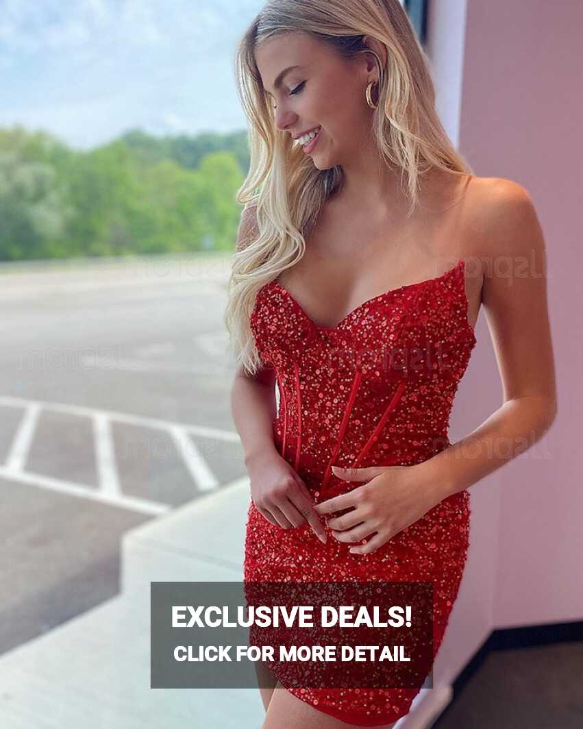 Buy red sequin sweetheart Bodycon homecoming dress online at ...