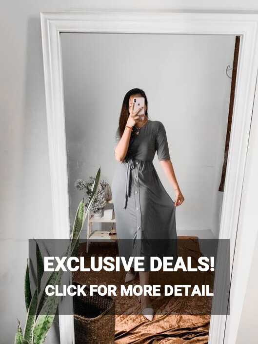 CEC [New Trend] Plain Maxi Dress| Womens Plain Short Sleeve Casual ...