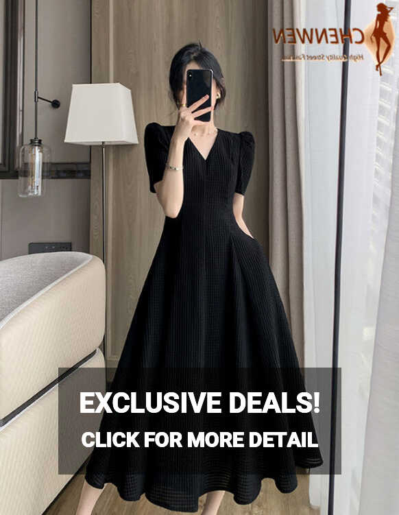 CHENWEN Women Elegant V-neck Evening Party Black Dresses 2023 ...