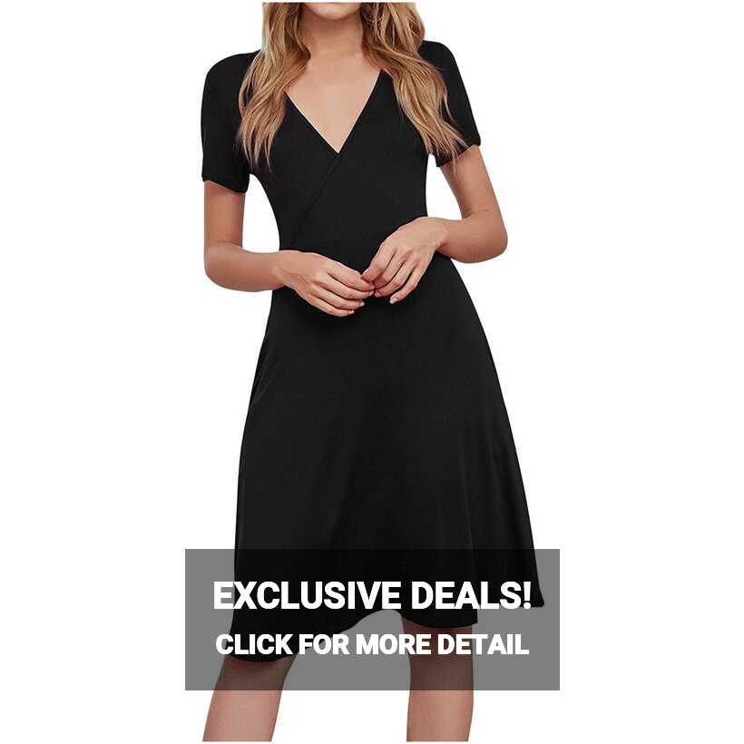 CLEARANCE Knee Length Dresses for Women Black Flowy Dress Short ...