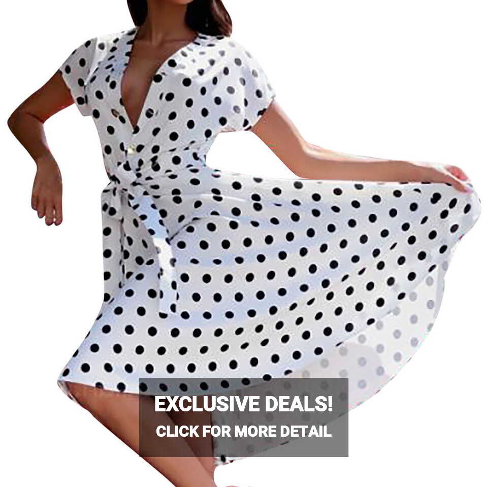 CLEARANCE Summer Dress for Women Dresses Short Sleeve Polka Dot ...