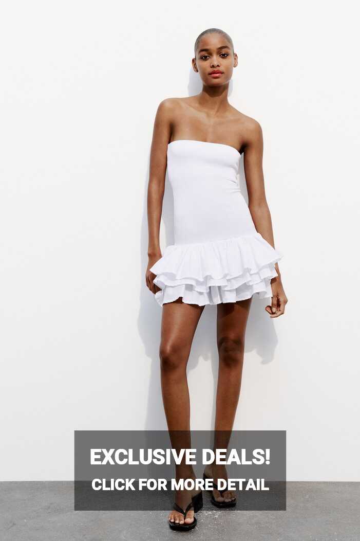 CONTRAST DRESS WITH RUFFLES - White | ZARA Turkey