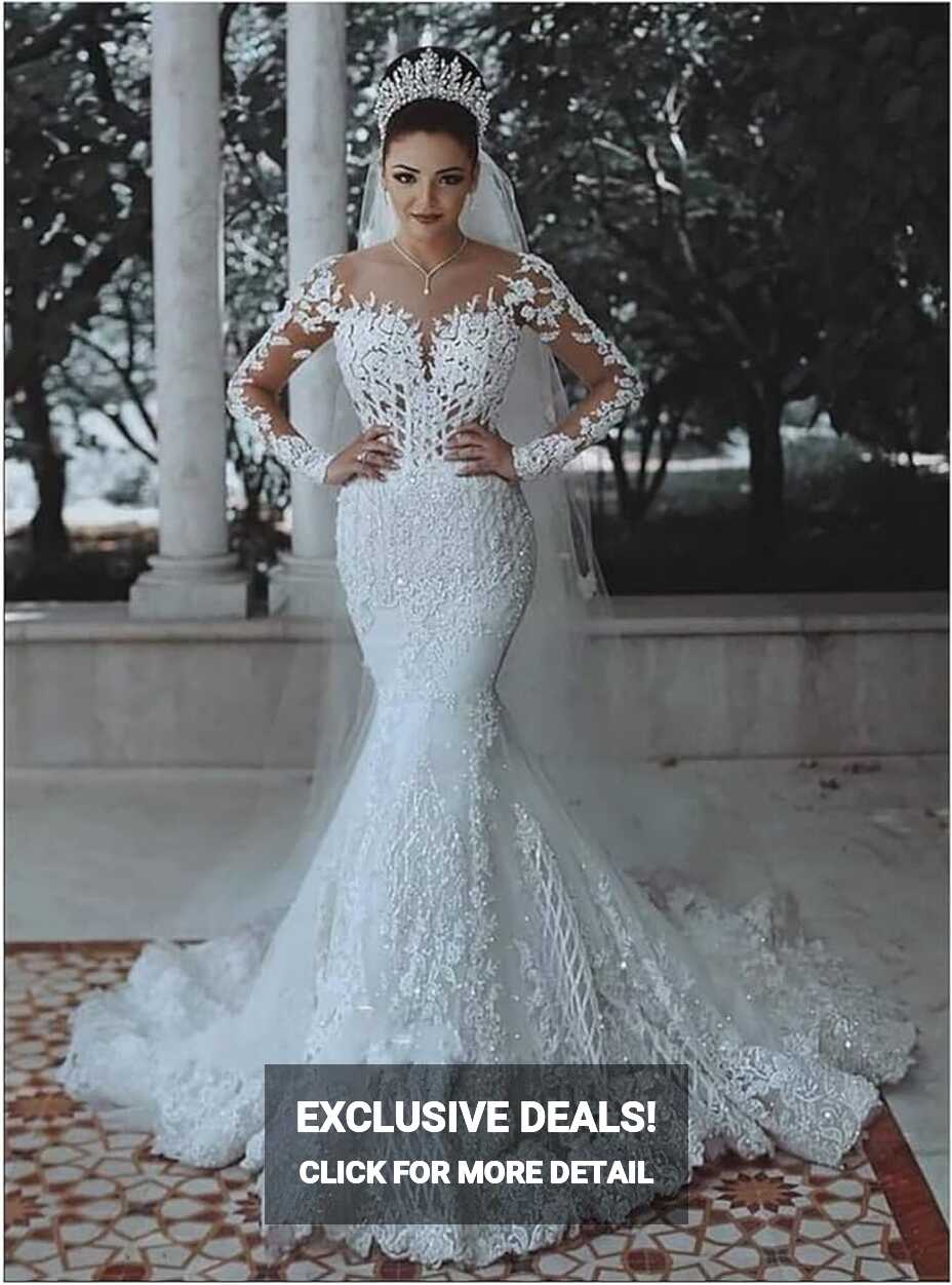 CUTTE Elegant Wedding Dress Bridal Dress Sexy Deep V-Neck Lace ...