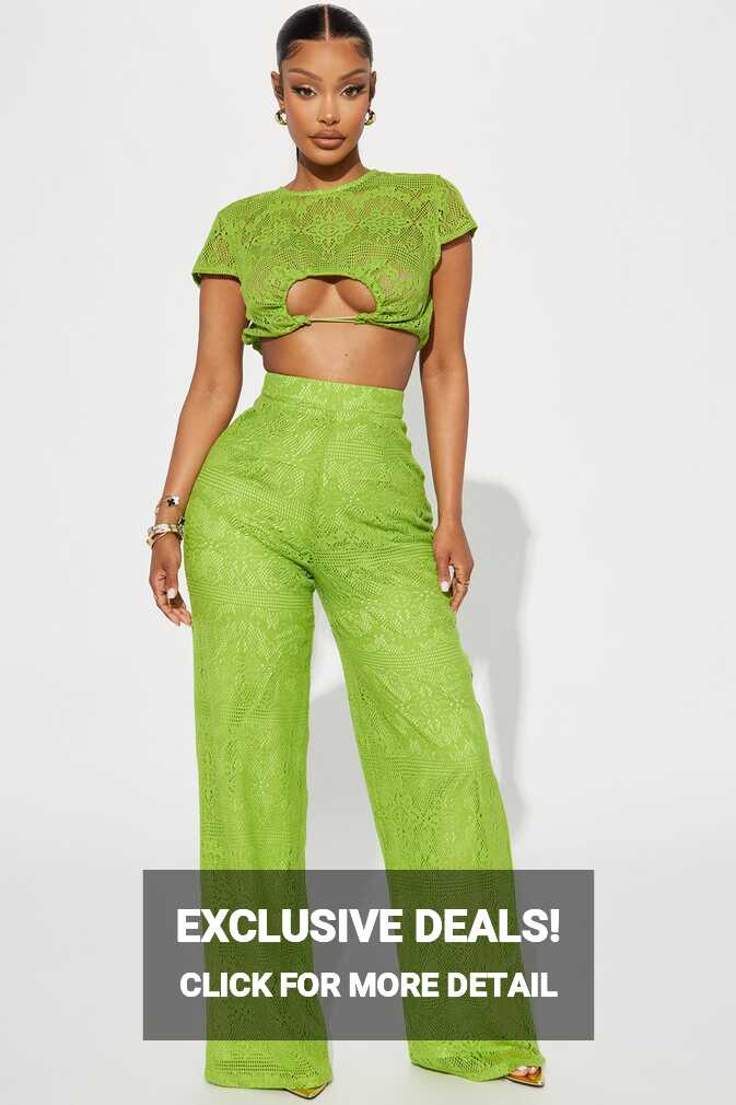 Candid Moment Crochet Pant Set - Green | Fashion Nova, Matching ...