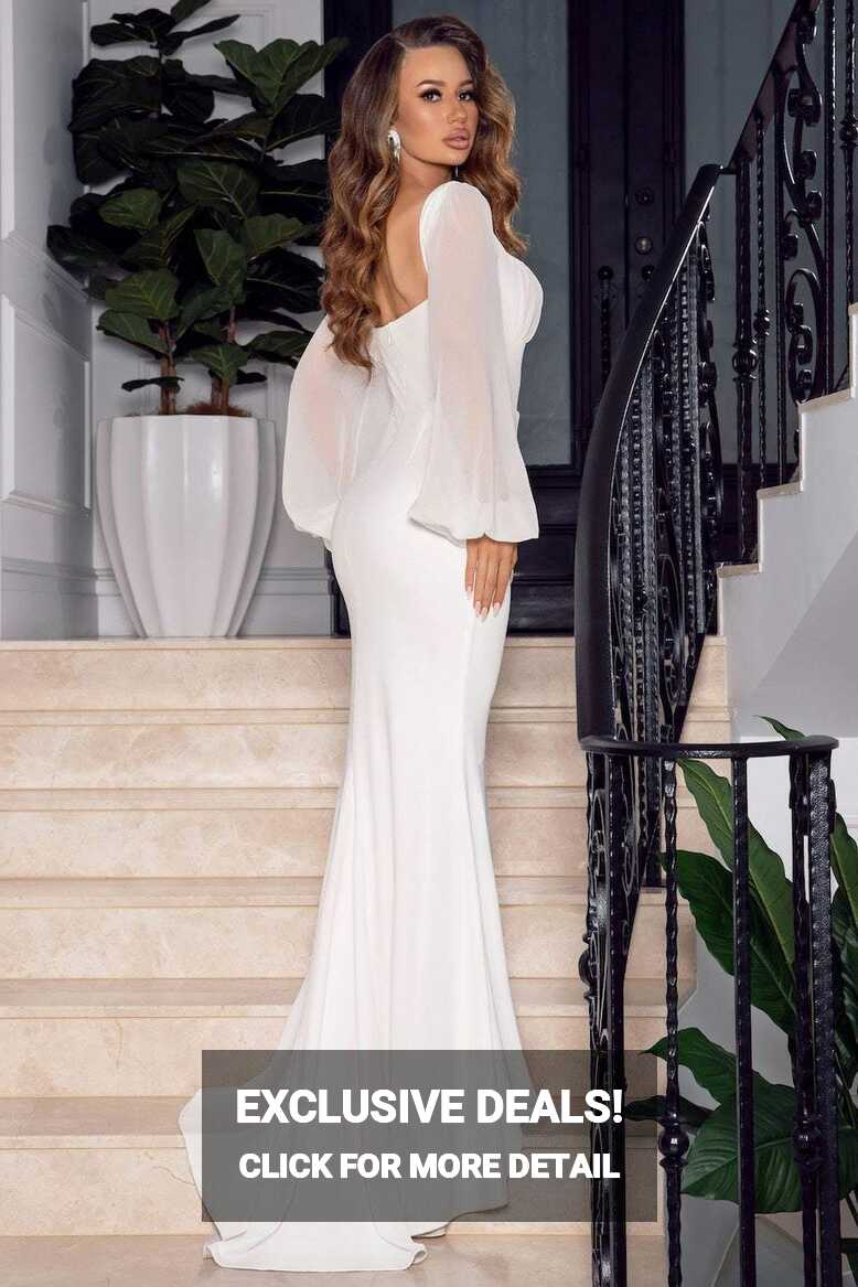 Candy White Evening Dress | Evening Dresses – D&amp;D Clothing