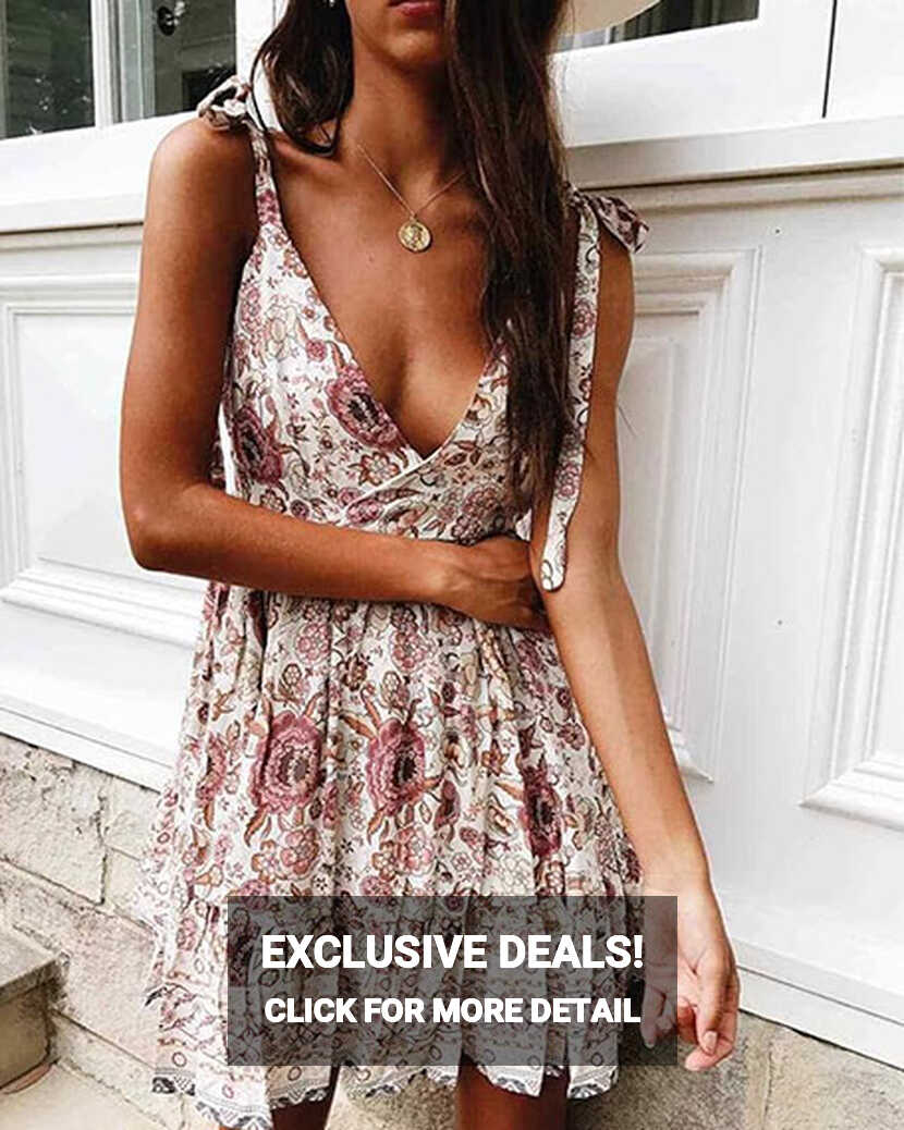 Casual Backless Spaghetti Strap Tied Summer Holiday Mini Dress