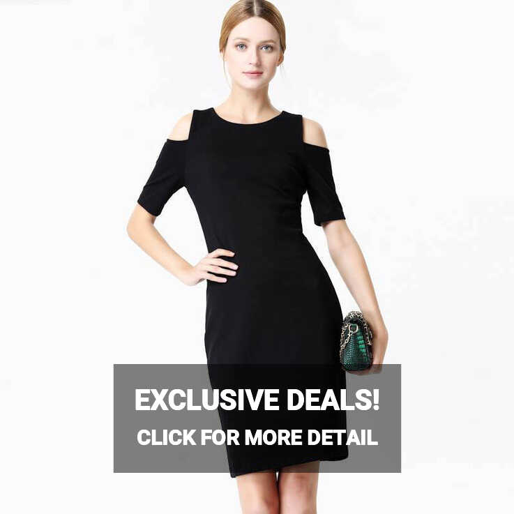 Casual Bodycon Dress - Black - KAPADAA.COM