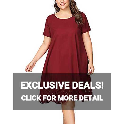 Casual Dresses for Women Round Neck Short Sleeve Hollow Out Solid ...