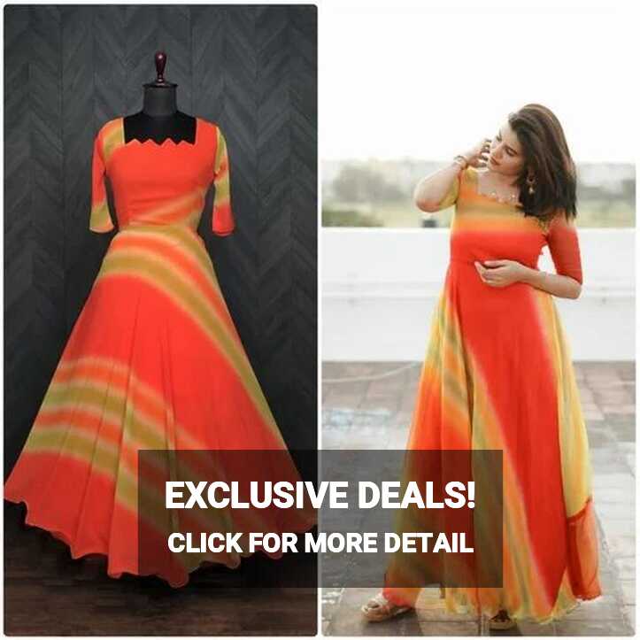 Casual Georgette Orange Indo Western Maxi Dress at Rs 1850/piece ...