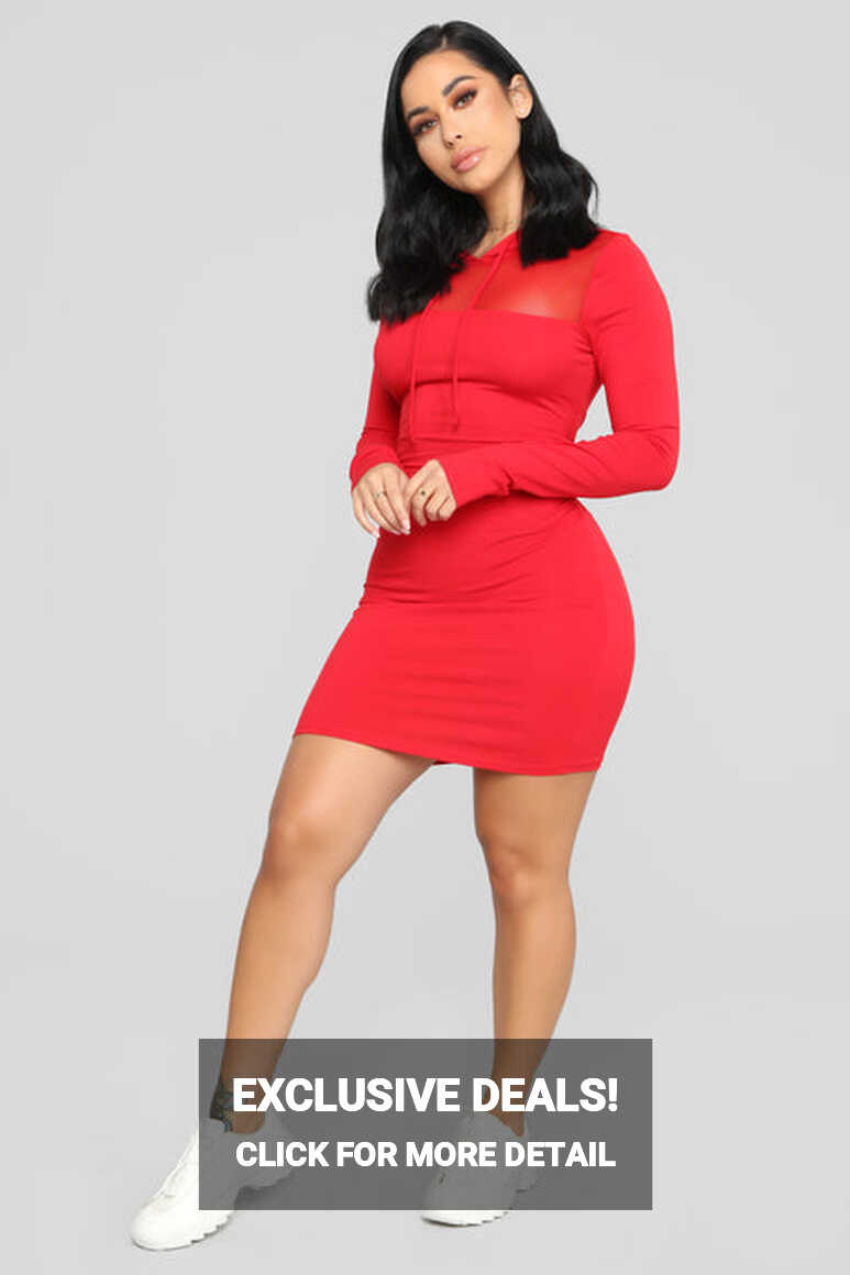 Casual Kind Of Love Hooded Mini Dress - Red | Fashion Nova ...