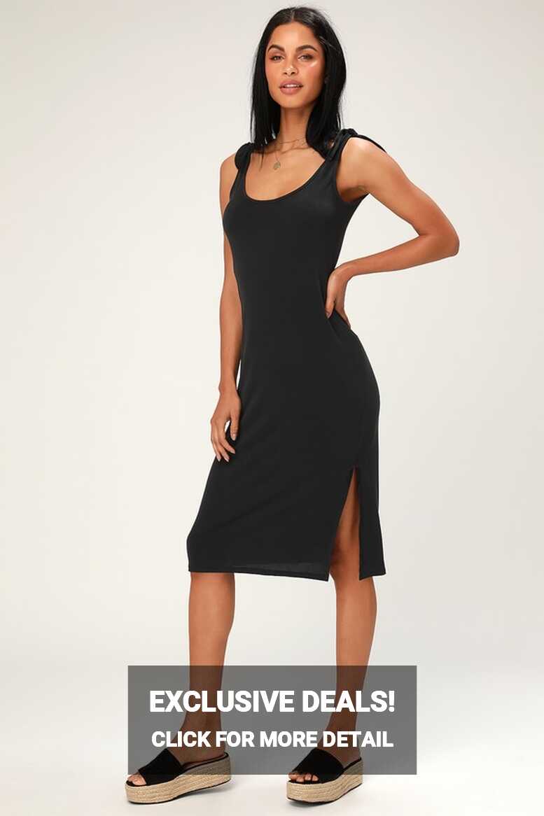 Casual Midi Dress - Washed Black Midi Dress - Tie-Strap Dress - Lulus