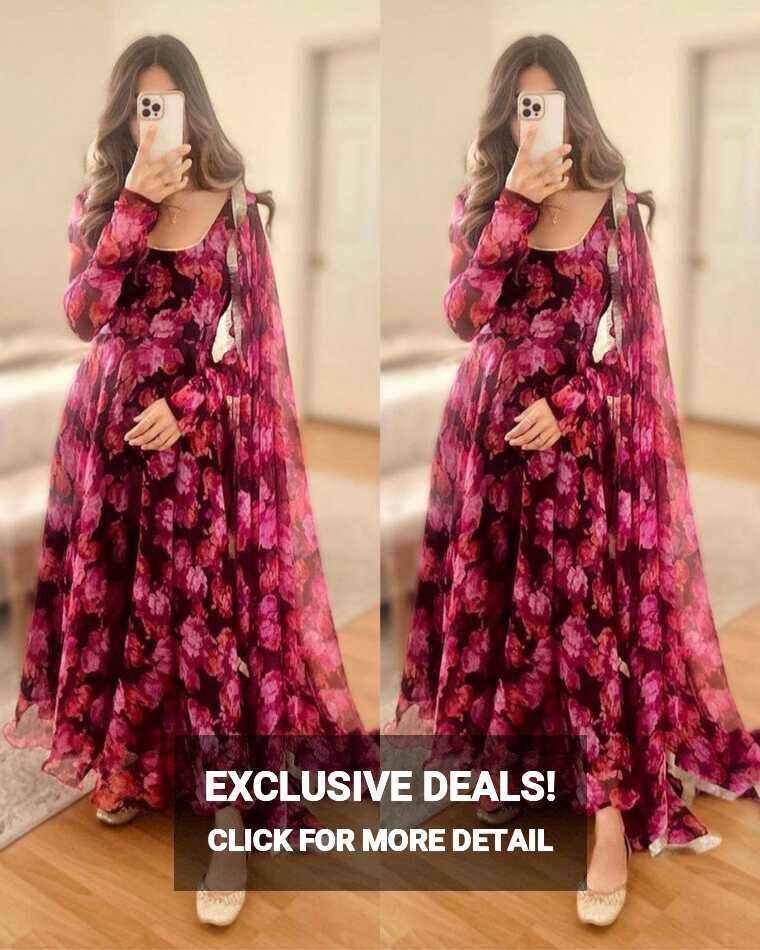 Casual Pure Georgette Floral Printed Long Anarkali Suit