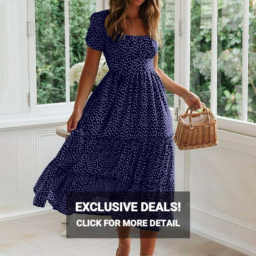 Casual Summer Dresses for Women Short Sleeve Trendy Printed Beach ...