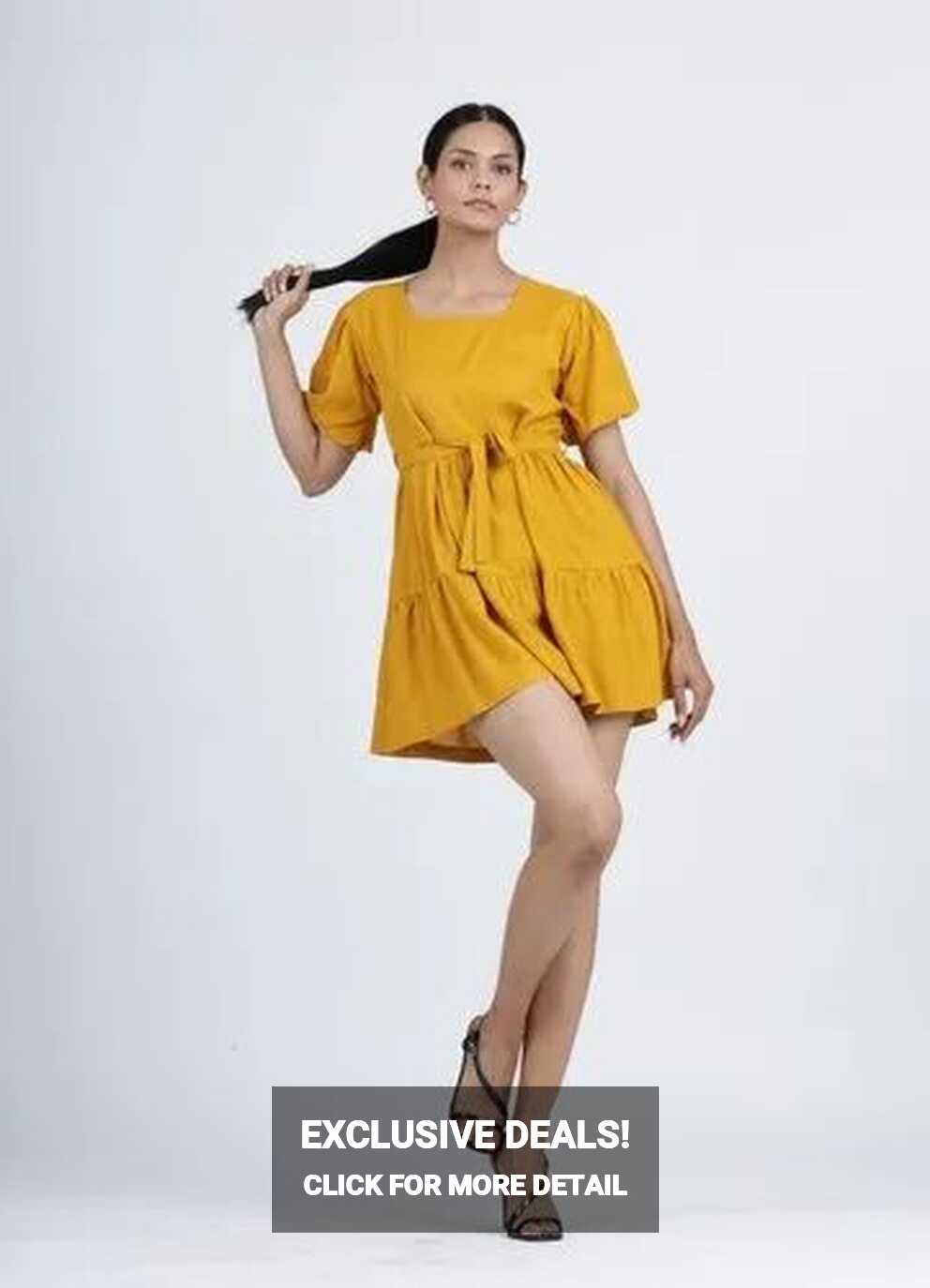 Casual Western Yellow Rayon 2-tier Short Dress at Rs 290/piece in ...