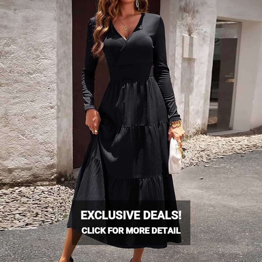 Casual Women&#39;s 2023 Fall Dresses Long Sleeve Pure Colour Dress ...