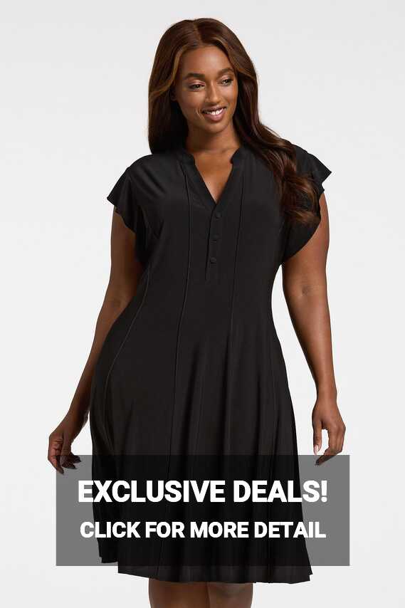 Cato Fashions | Cato Plus Size Solid Flutter Sleeve Black Dress