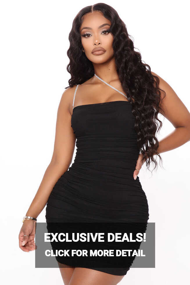 Center Of The Party Ruched Mini Dress - Black | Fashion Nova ...