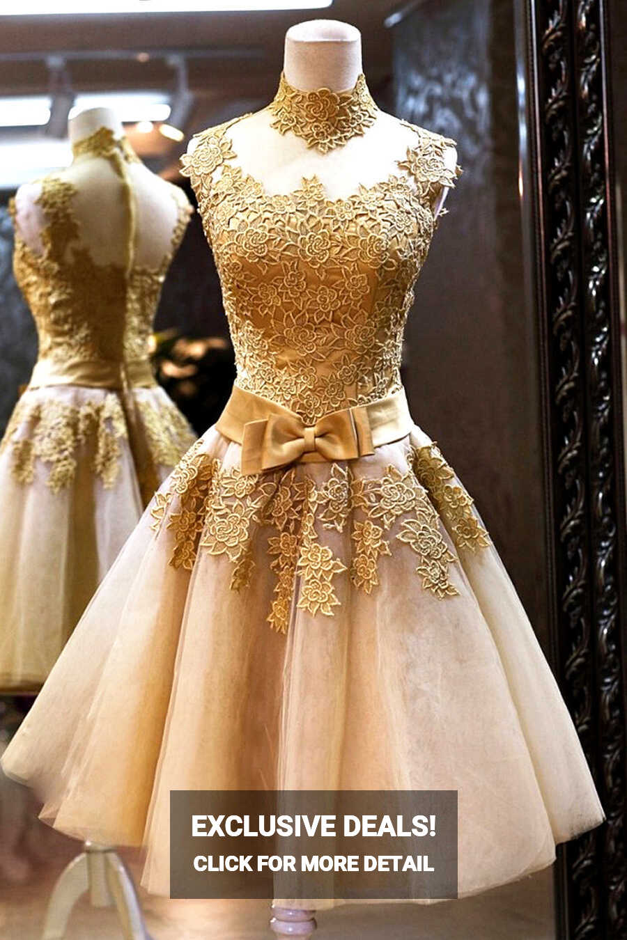 Champagne Tulle with Applique Elegant Vintage Style Prom Dress ...