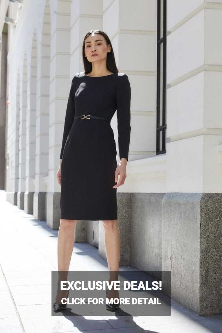 Charlene Tailored Long Sleeve Dress - Black Stretch