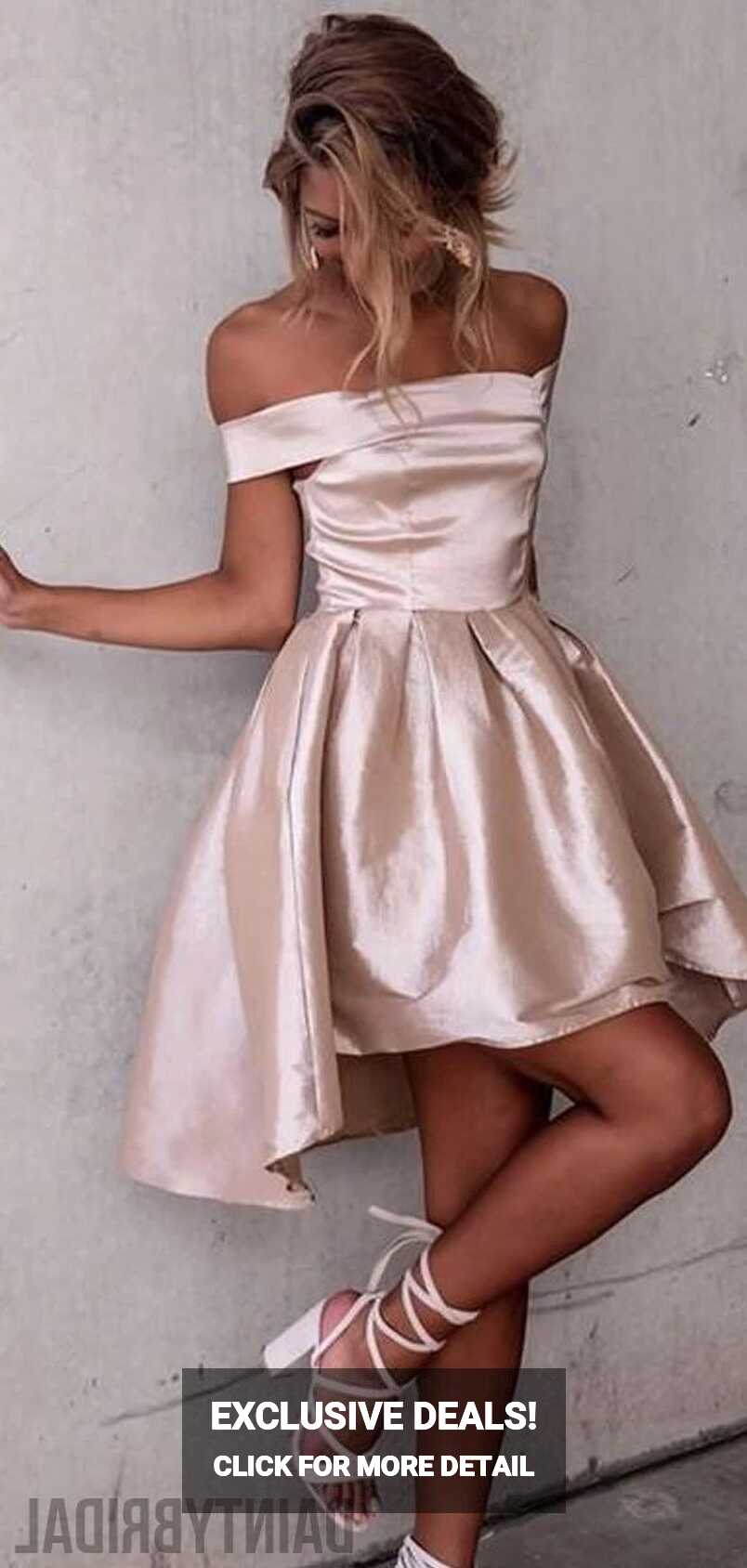 Charming Off-shoulder Satin Short Dresses,Homecoming Dresses.DB10116